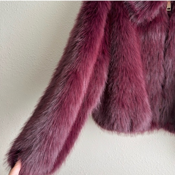 Rebecca Minkoff
REBECCA MINKOFF Plush Faux
Fur Jacket in Rich Burgundy - Picture 3 of 5